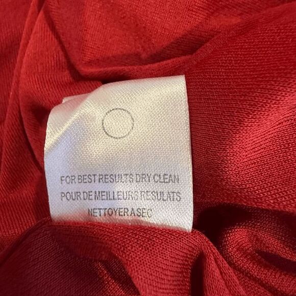 Halston Heritage V-Neck Maxi Dress Gown Ruched Red Pleats Sleeveless Size 0 - Picture 10 of 15